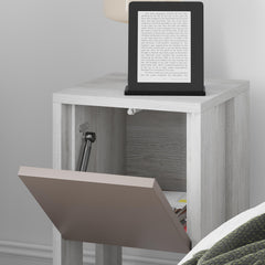 Ema Modern Bedside Table Bedroom Furniture 30cm Width – Light Mocha,Ancient White
