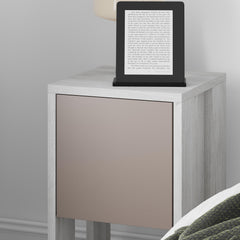 Ema Modern Bedside Table Bedroom Furniture 30cm Width – Light Mocha,Ancient White