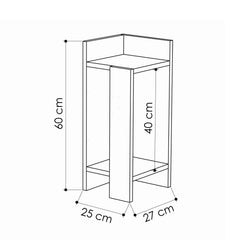 Elos Modern Bedside Table Left Module 25cm Narrow – dimensions (cm)