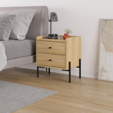 Malta Bedside Table with 2 Drawers in Sapphire Oak