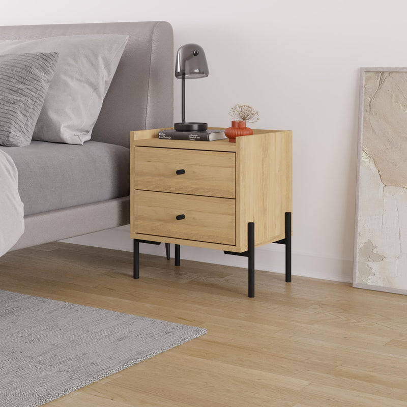 Malta Bedside Table with 2 Drawers