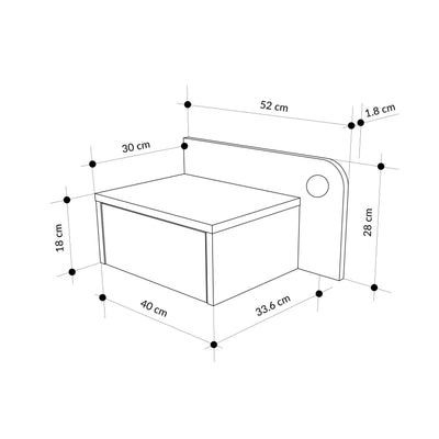 Dotta Wall Mounted Nightstand – Floating Bedside Table - Additional Image 8