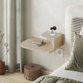 Luno Floating Bedside Shelf with LED Reading Light in Light Oak