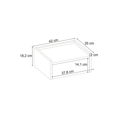 Brisa Floating Bedside Table - dimensions