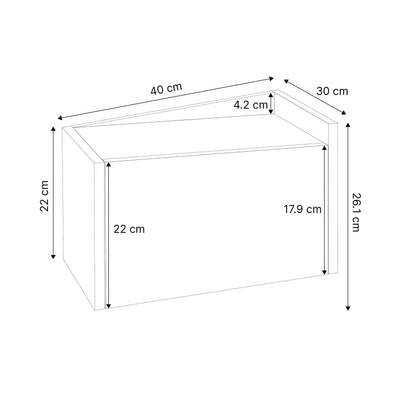 Diago Floating Bedside Table Right - dimensions