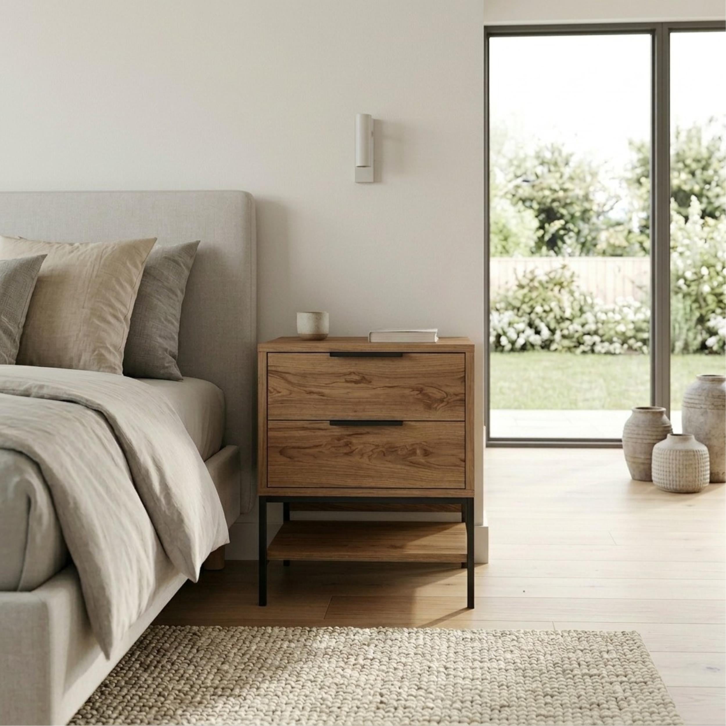 Mars Bedside Table Whiskey Oak W45cm - Additional Image 6