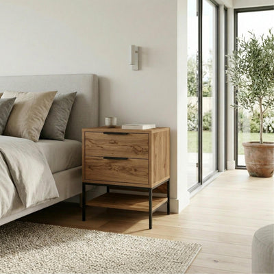 Mars Bedside Table Whiskey Oak W45cm in Whiskey Oak