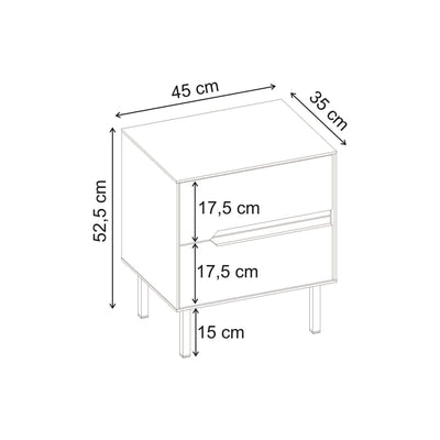 Arch Modern Bedside Table - dimensions