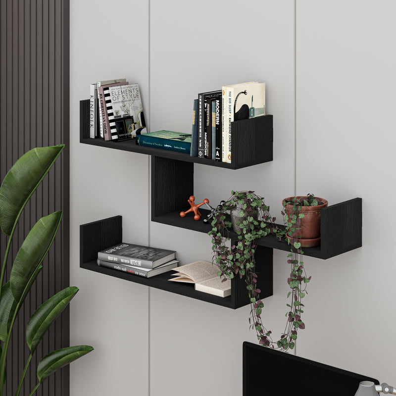 Tibet Wall Shelf Unit 119cm – styled in living room – Decortie