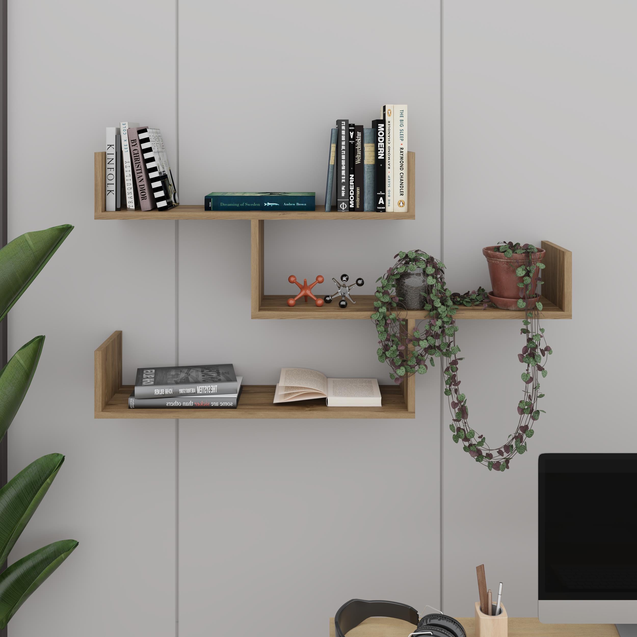 Tibet Wall Shelf Unit 119cm – styled in living room – Decortie