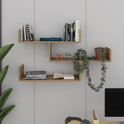 Tibet Wall Shelf Unit – 119 cm Modern Floating Bookcase in Deep Oud