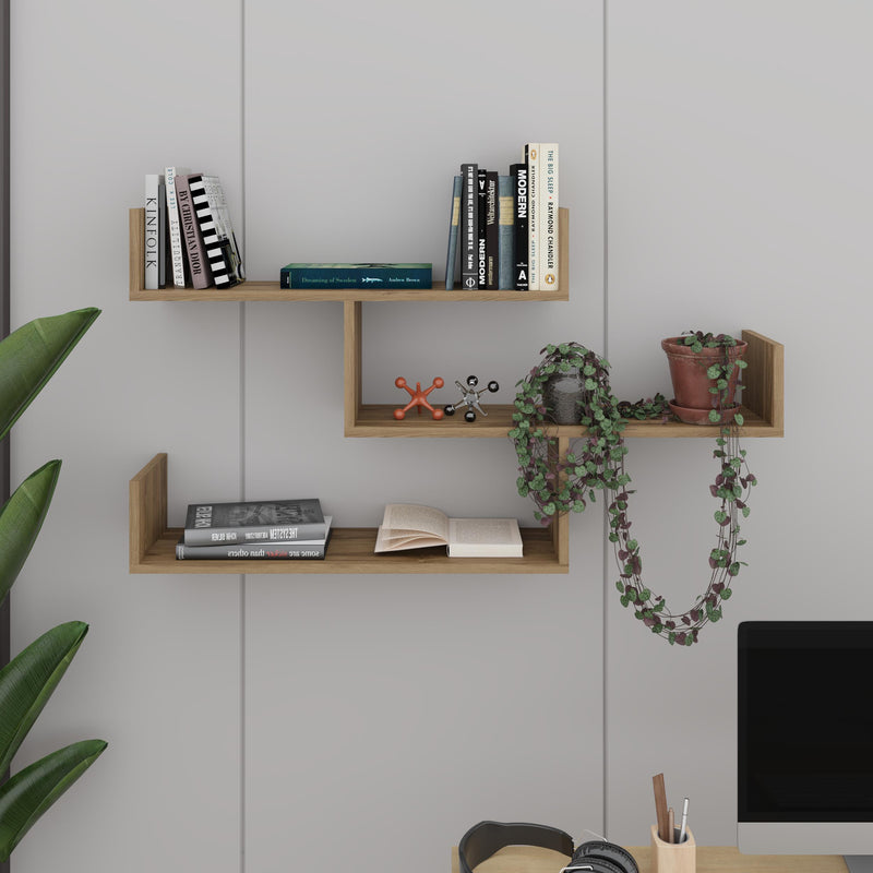 Tibet Wall Shelf Unit 119cm – styled in living room – Decortie