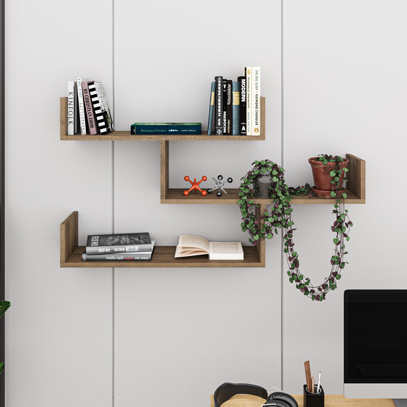 Tibet Wall Shelf Unit 119cm – styled in living room – Decortie