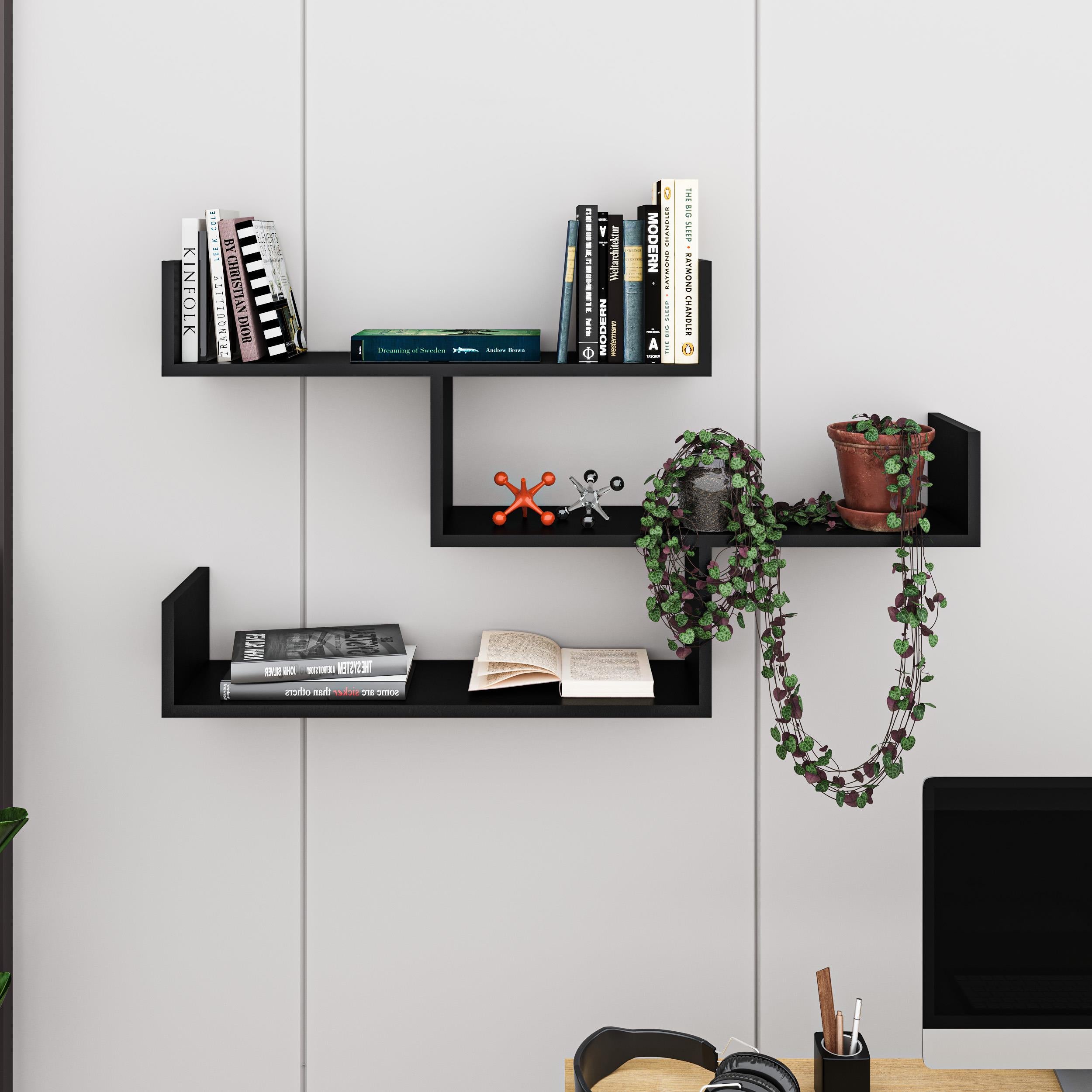 Tibet Wall Shelf Unit 119cm – styled in living room – Decortie