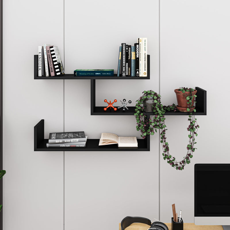 Tibet Wall Shelf Unit 119cm – styled in living room – Decortie