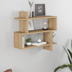 Paralel Wall Bookcase 70cm – 2-Tier Wall Mounted Bookcase Display Unit – Oak