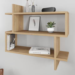 Paralel Wall Bookcase 70cm – 2-Tier Wall Mounted Bookcase Display Unit – Oak