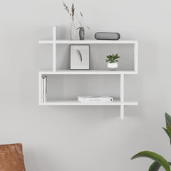 Paralel Wall Bookcase 70cm – 2-Tier Wall Mounted Bookcase Display Unit – White