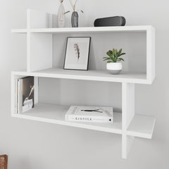 Paralel Wall Bookcase 70cm – 2-Tier Wall Mounted Bookcase Display Unit – White