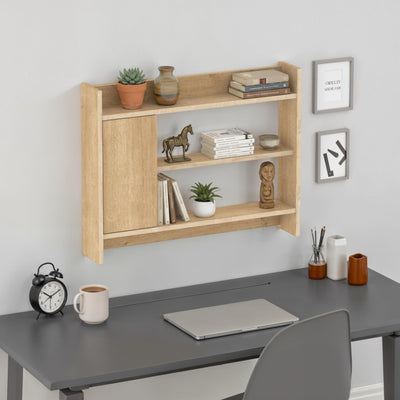 Fleet Wall Shelf – 85cm Wall-Mounted Unit with Cabinet in Sapphire Oak