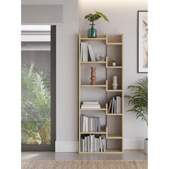 Oppa Modern Bookcase Display Unit Tall 162.4cm – Sapphire Oak,Light Mocha