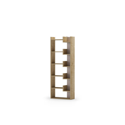 Oppa Modern Bookcase Display Unit Tall 162.4cm – Sapphire Oak,Light Mocha