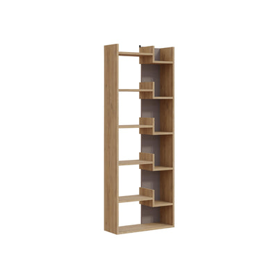 Oppa Modern Bookcase Display Unit Tall 162.4cm – Sapphire Oak,Light Mocha