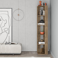 Nati Modern Corner Bookcase Display Unit Tall 161cm – Dark Oak