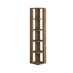 Nati Modern Corner Bookcase Display Unit Tall 161cm – Dark Oak