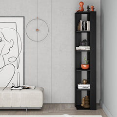 Nati Modern Corner Bookcase Display Unit Tall 161cm – Black Bute