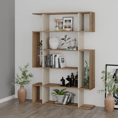Mito Modern Bookcase Display Tall 161cm in Dark Oak,Sandstone