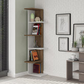 Saso 5-tier Corner Bookcase styled in a room corner