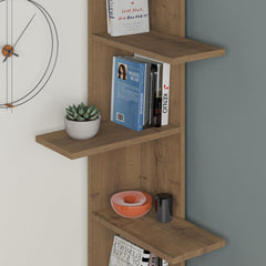 Saso 5-tier Corner Bookcase 141 cm – Dark Oak