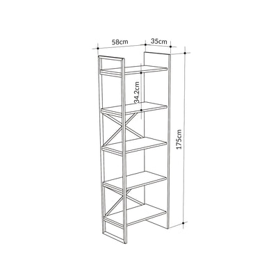 Detroit Industrial Bookcase 58cm - dimensions