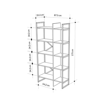 Detroit Industrial Bookcase 87.5cm - dimensions