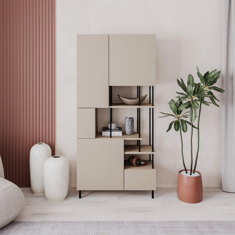 Key Bookcase – Modern 5 Door Storage Cabinet with Shelves