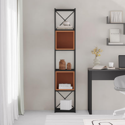 Vale Mini Industrial Bookcase - Tall Single Column Bookcase