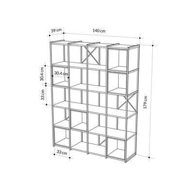 Vale Maxi Industrial Bookcase dimensions