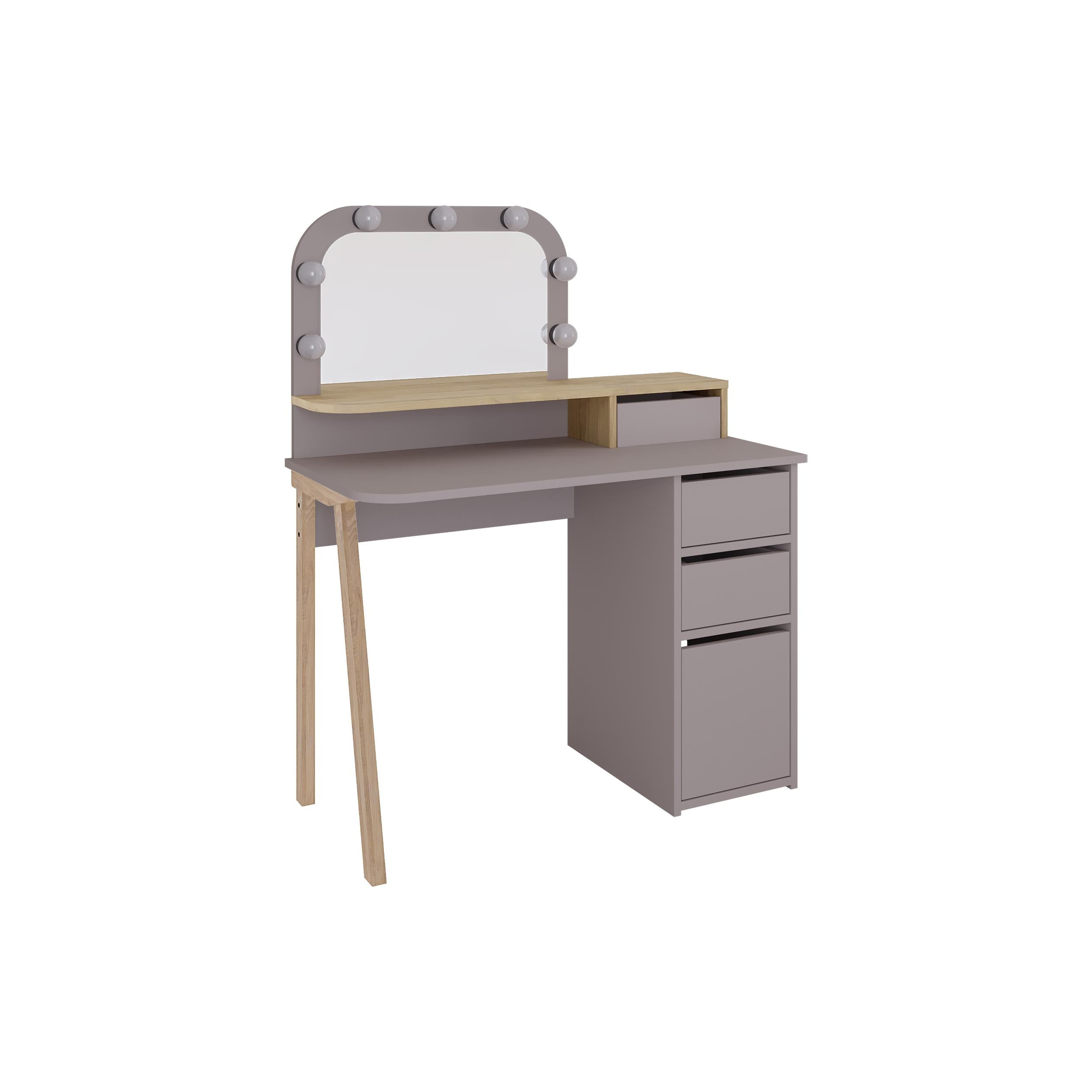 Avien Dressing Table Set – LED Mirror, 3 Drawers & Storage Cabinet - Additional Image 2