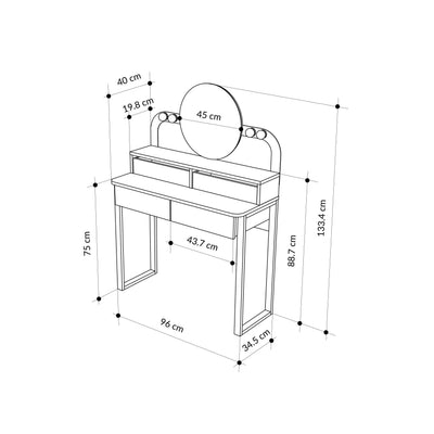 Lora Vanity Table with Round LED Mirror - Additional Image 5