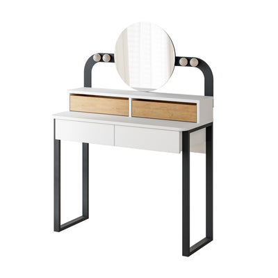 Lora Vanity Table with Round LED Mirror - Additional Image 1