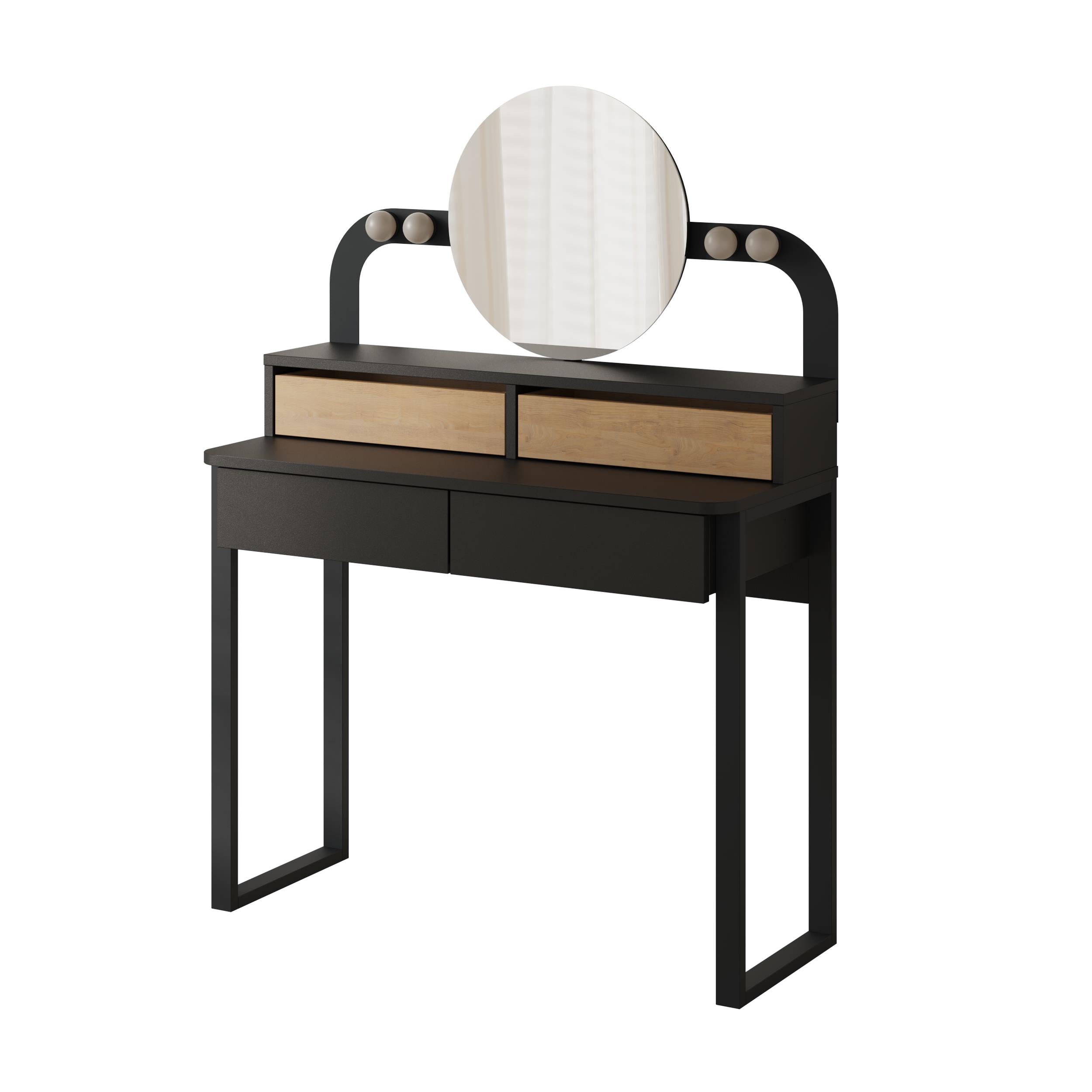 Lora Vanity Table with Round LED Mirror - Additional Image 2