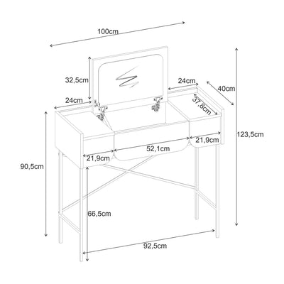 Terra Dressing Table with Mirror and 2 Drawers - Additional Image 9