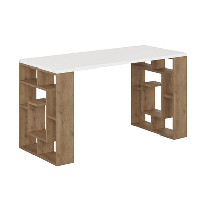 Labirent Desk with Bookshelf Legs 137cm – white background – Decortie