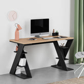 Papillon Modern Desk With Bookshelf Legs Width 137cm – Sapphire Oak,Silky Black