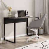 Inna Working Table – 100 cm Modern Desk in Retro Grey,Silky Black,Black Metal