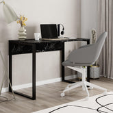 Inna Working Table – 100 cm Modern Desk – Lotus,Black Metal
