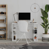 Colmar Study Desk – 106 cm – Modern Desk with Storage Shelves – White