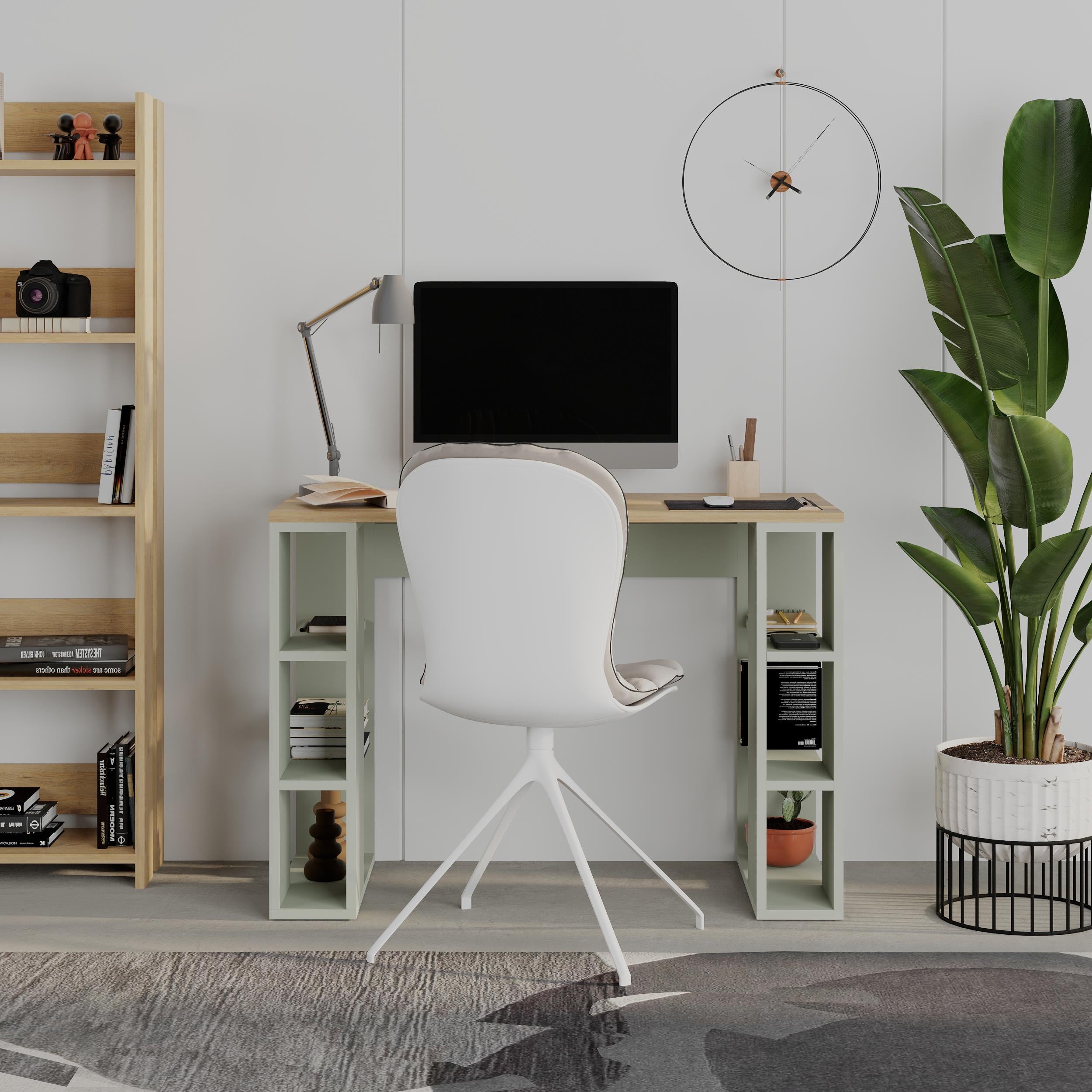 Colmar Study Desk – 106 cm – Modern Desk with Storage Shelves