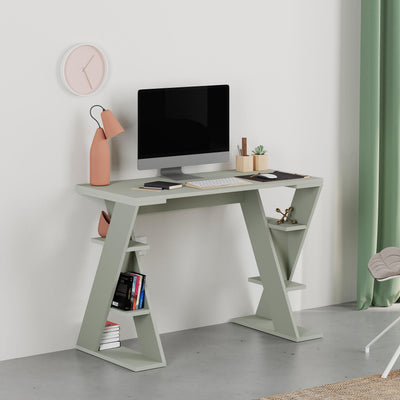 Papillon Modern Study Desk - Study Desk with Built-In Open Shelving